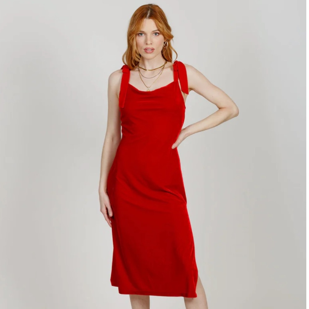 NWT Band of the Free | Lorna Red Velvet Midi Dress S